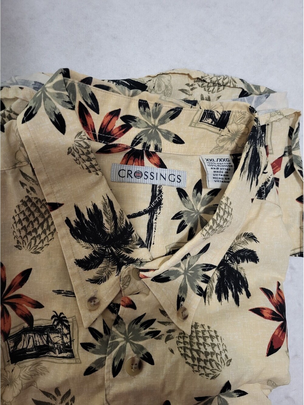 Crossings XXL Tropical Print Short Sleeve Button-Up Shirt
